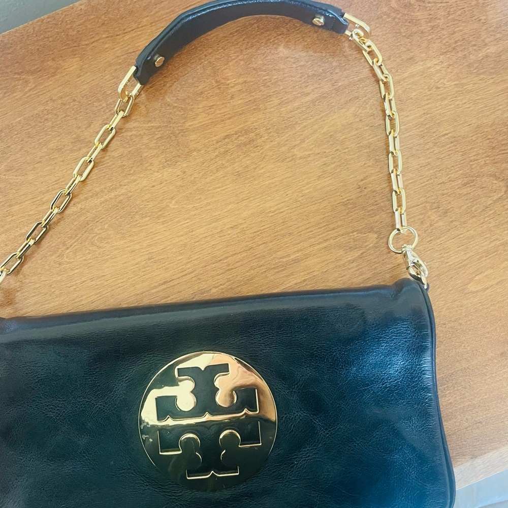 Tory Burch Black and Gold Leather Wristlet - Picture 4 of 8